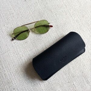 Green Lens Sunglasses with Black Case
